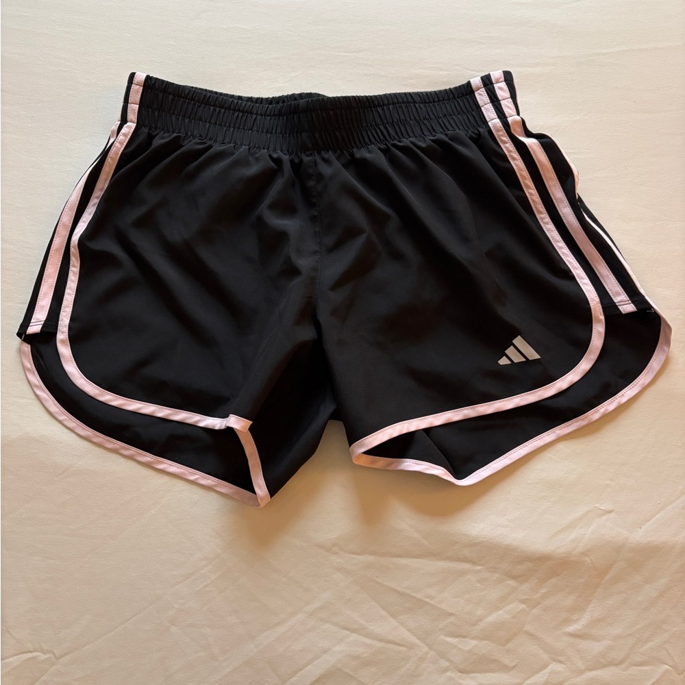 Adidas Women's Black Shorts with Pink Trim